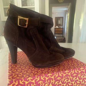 Tory Burch chocolate suede booties (size 10)